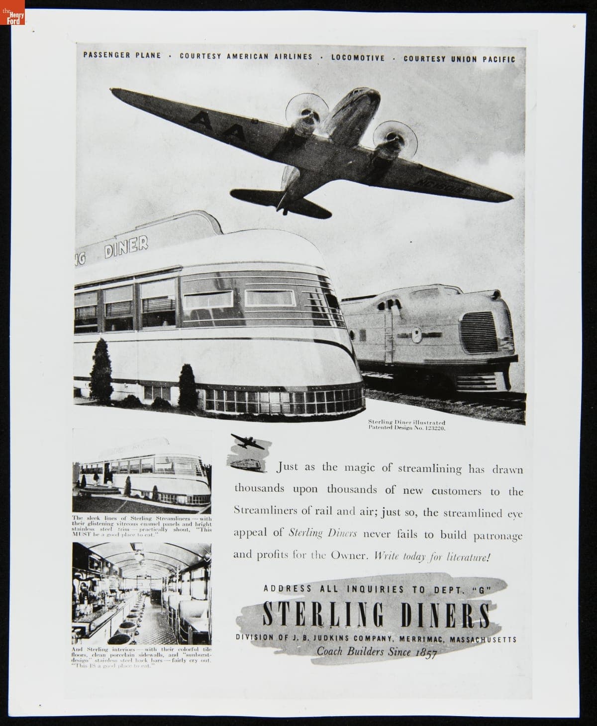 Advertisement for Sterling Diners, Division of J.B. Judkins Company, April 1941