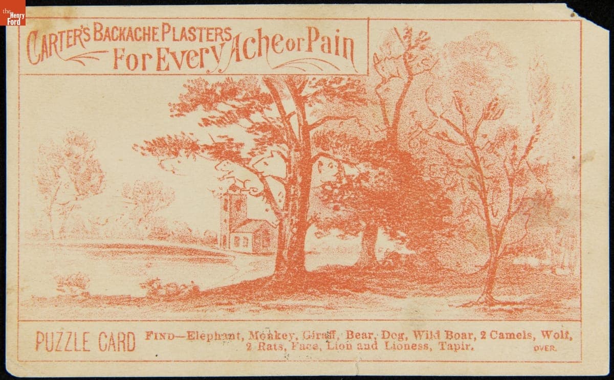 Trade Card for Smart Weed and Belladonna Back Ache Plasters, Carter Medicine Co., 1880-1900