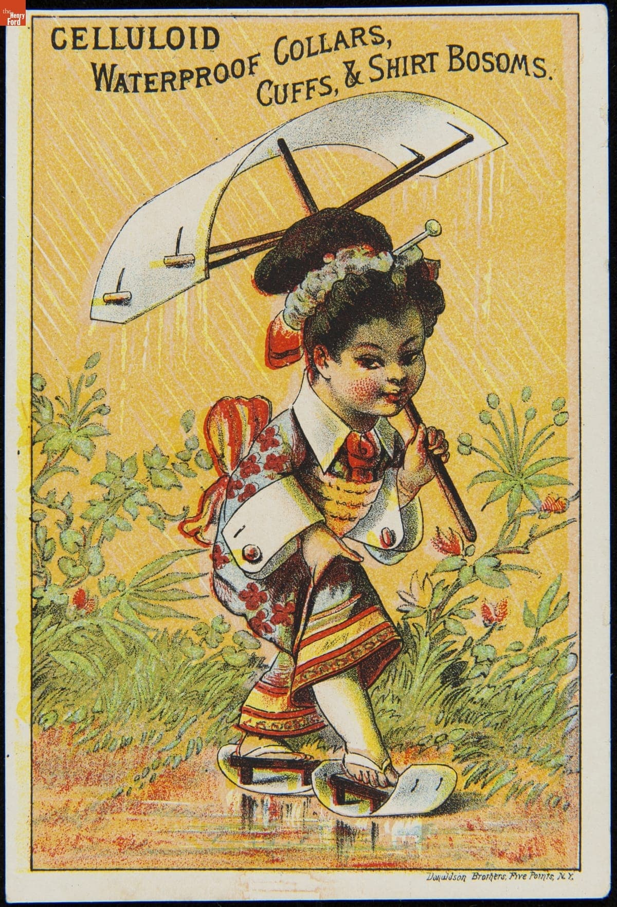 Trade Card for Celluloid Waterproof Collars, Cuffs & Shirt Bosoms, 1870-1895