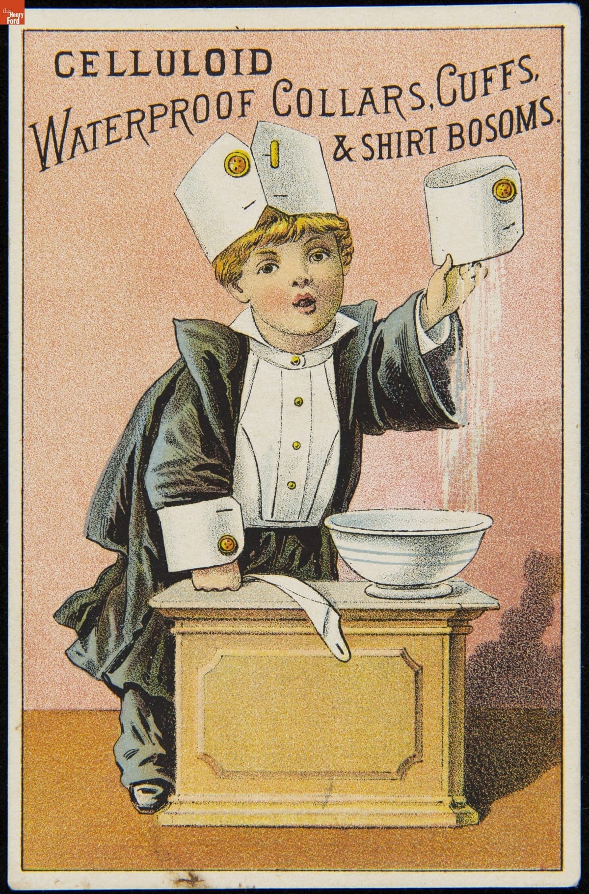 Trade Card for Celluloid Waterproof Collars, Cuffs & Shirt Bosoms, 1870-1895