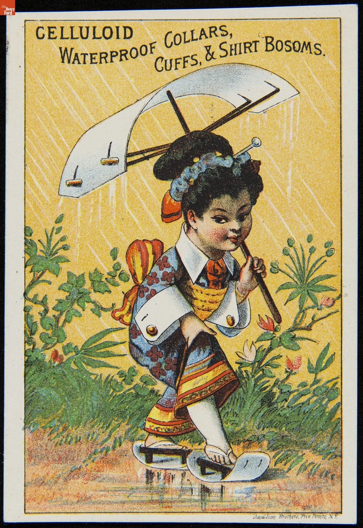 Trade Card for Celluloid Waterproof Collars, Cuffs & Shirt Bosoms, 1870-1895