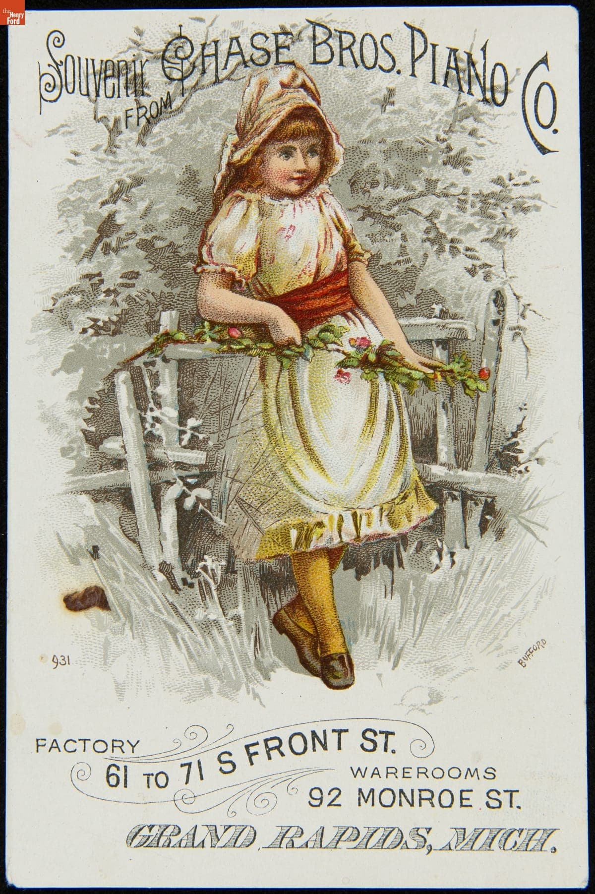 Trade Card for Chase Brothers Pianos, Chase Bros. Piano Co., 1889-1900