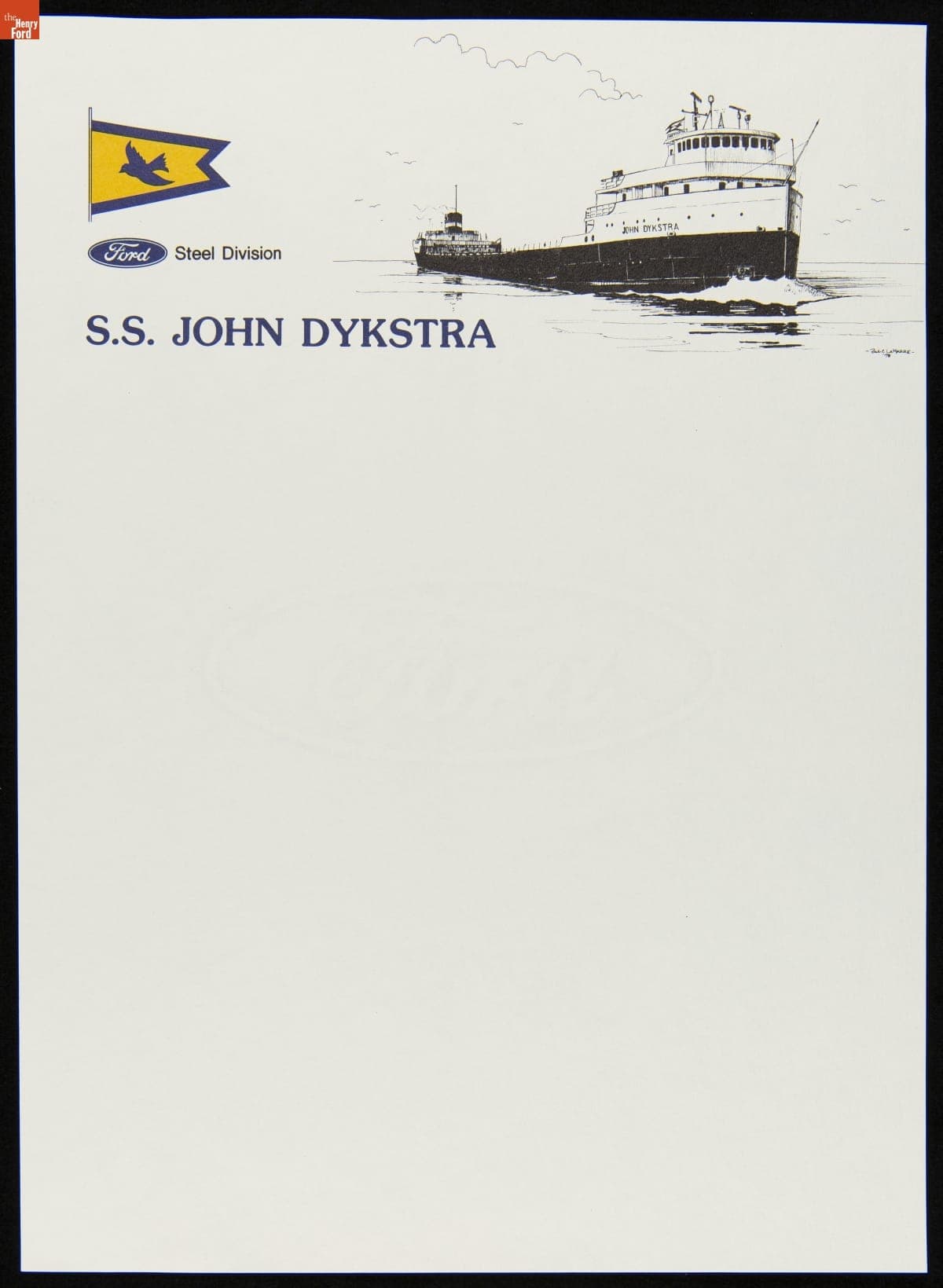 Stationery from Ford Motor Company Freighter "John Dykstra," circa 1970