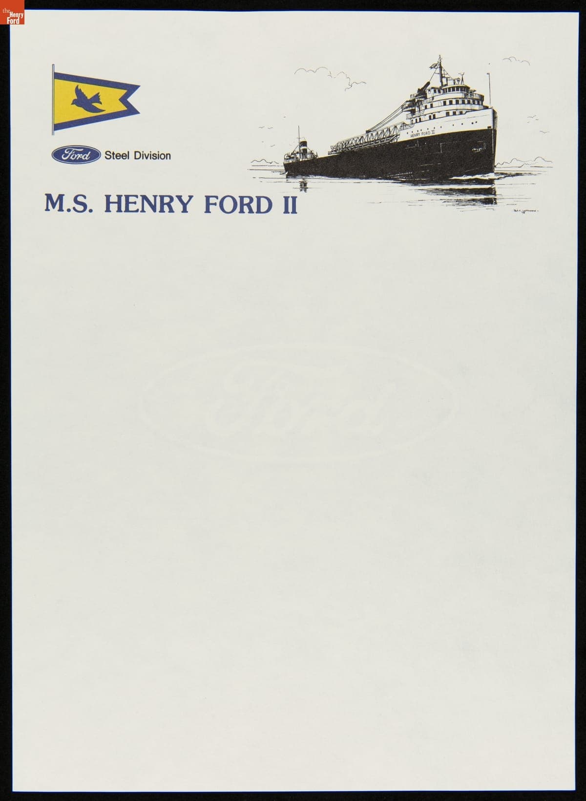 Stationery from Ford Motor Company Freighter "Henry Ford II," circa 1970