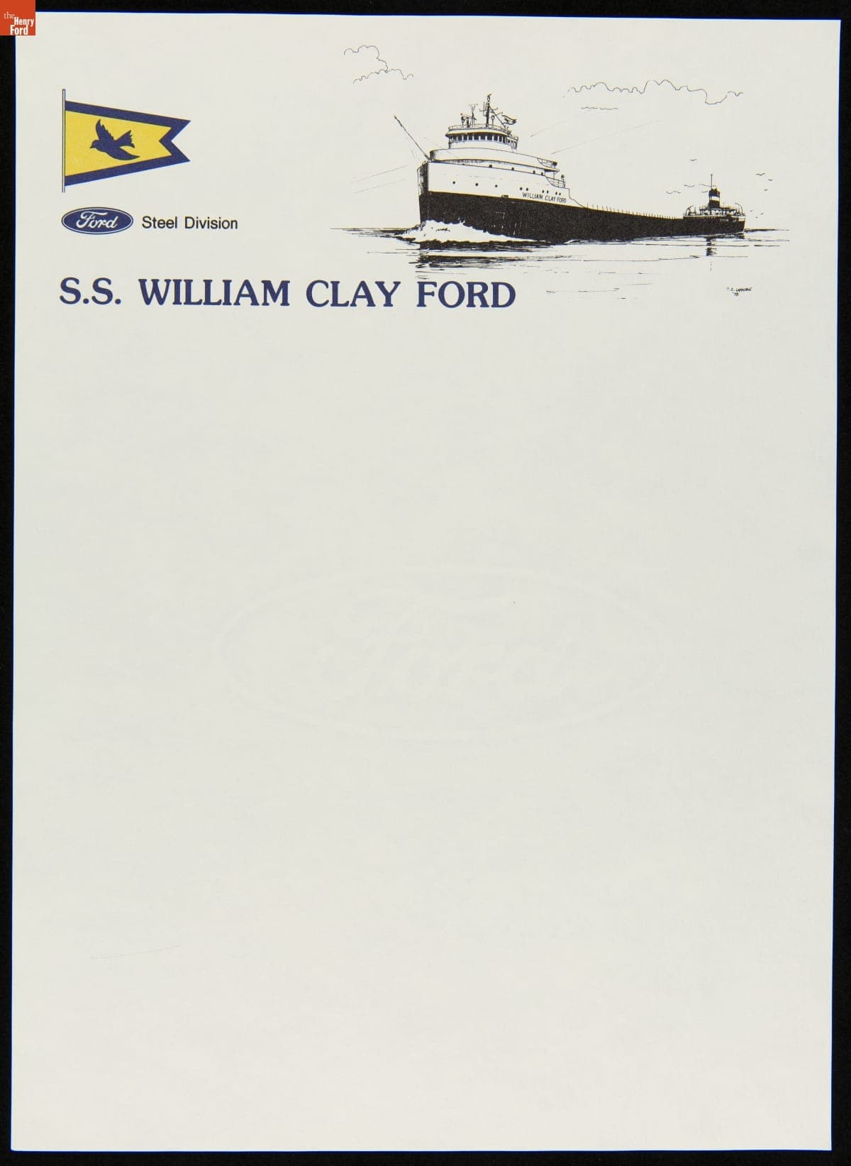 Stationery from Ford Motor Company Freighter "William Clay Ford," circa 1970