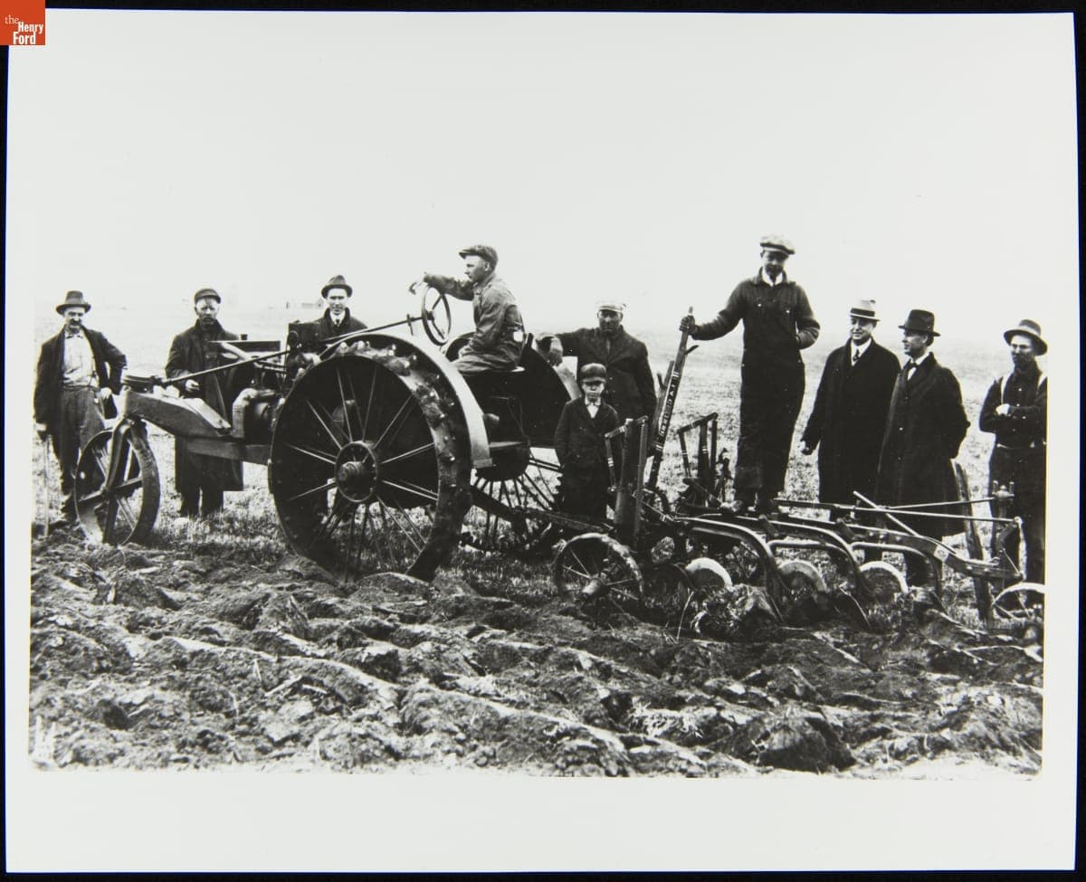 Men in a Field Using Allis-Chalmers Model 10-18 Tractor, circa 1915