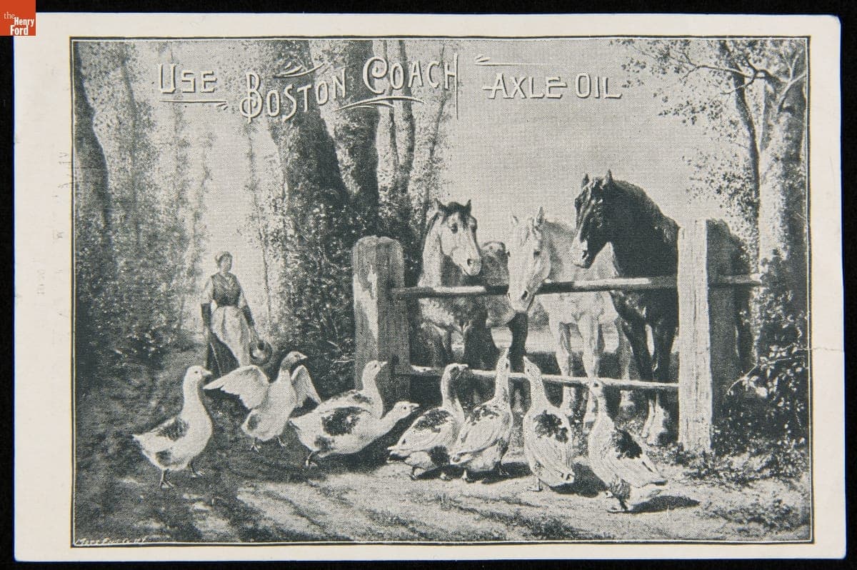Trade Card for Boston Coach Axle Oil, L.D. Mix Oil & Naptha Company, 1880-1900