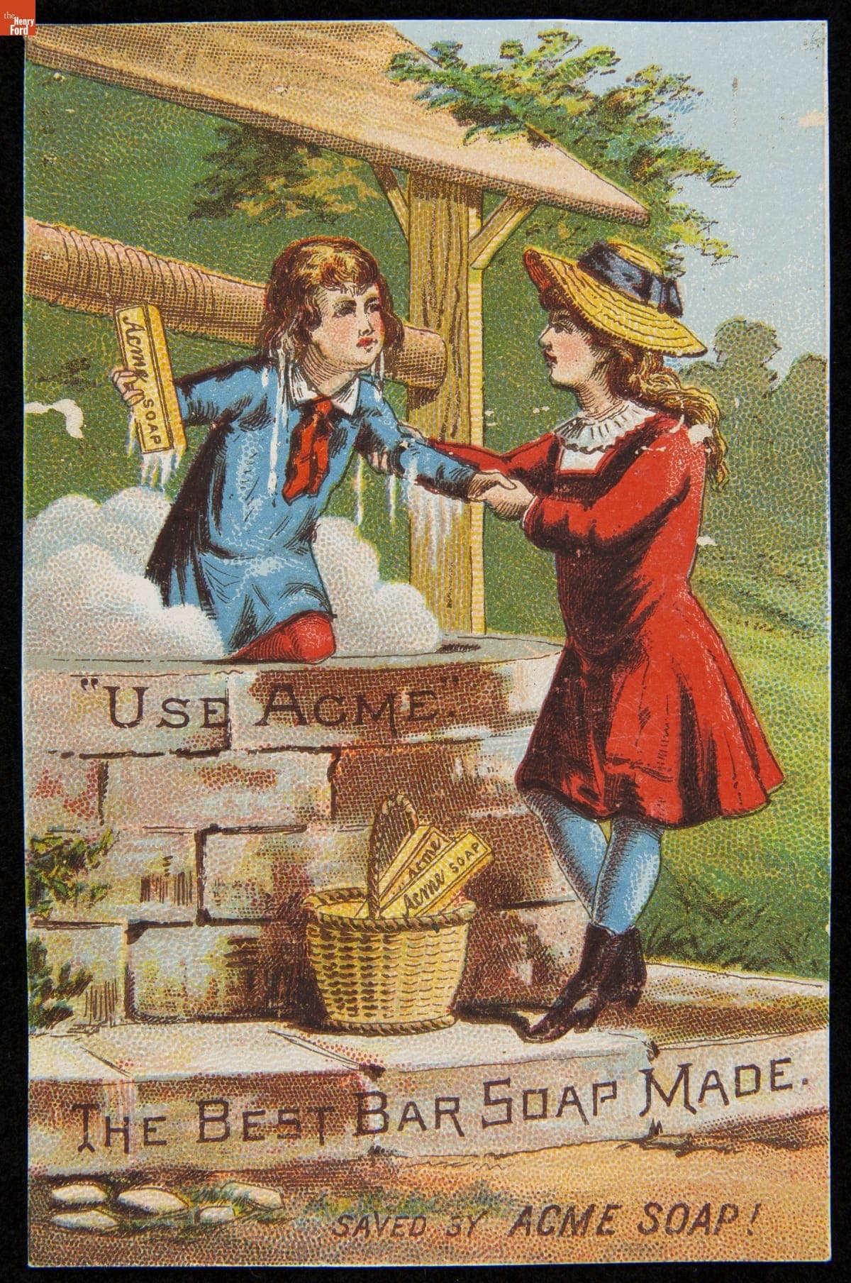 Trade Card for Lautz Bros. & Company's Acme Towel Soap, "Saved by Acme Soap!," circa 1885