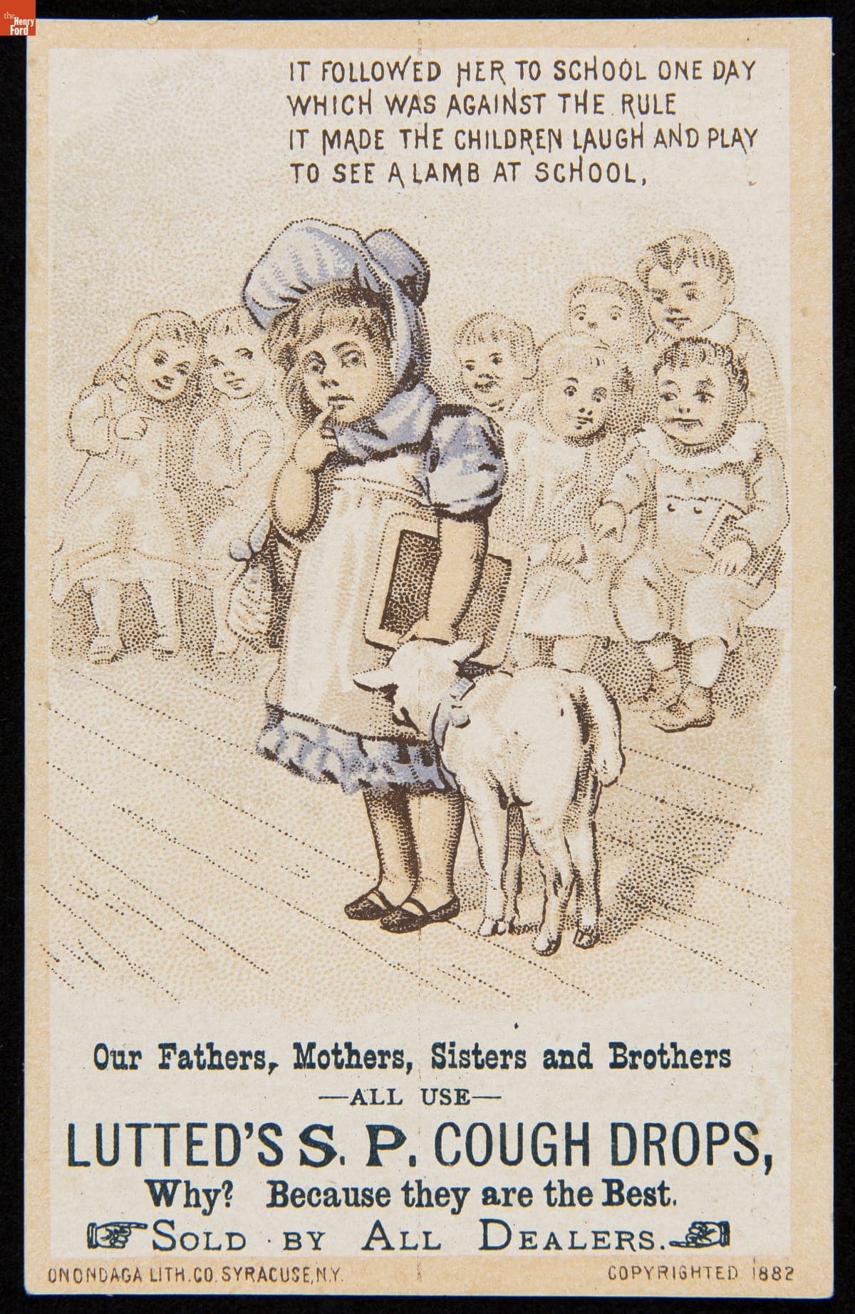 Trade Card for Lutted's S.P. Cough Drops, 1882