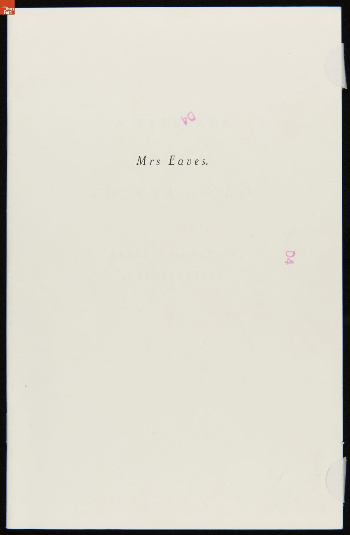 Mail Order Catalog, "Mrs. Eaves," 1996