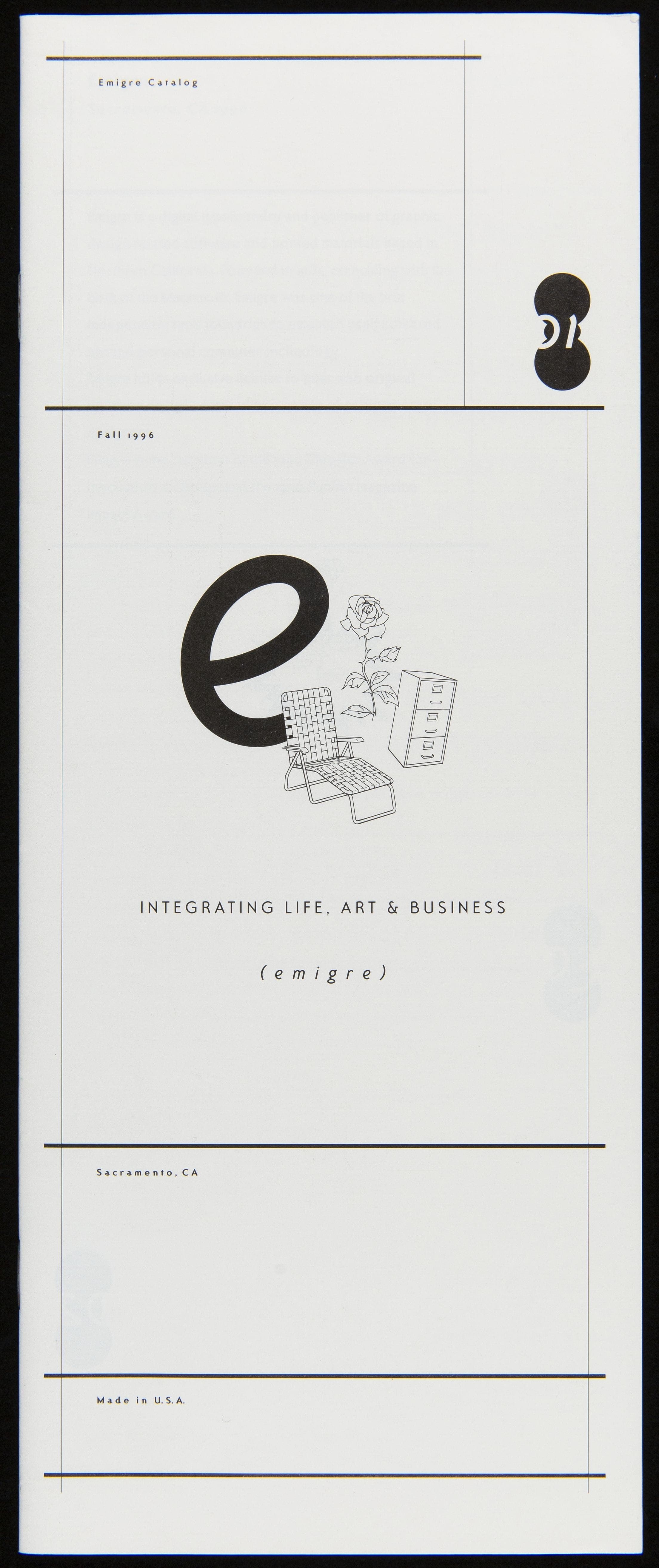 Mail Order Catalog, "Emigre Catalog: Integrating Life, Art & Business," Fall 1996