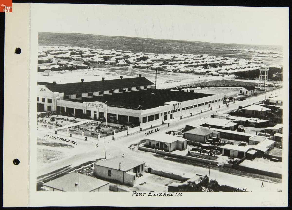 Aerial View of Ford Motor Company Branch in Port Elizabeth, Cape Province, South Africa, February 6, 1935
