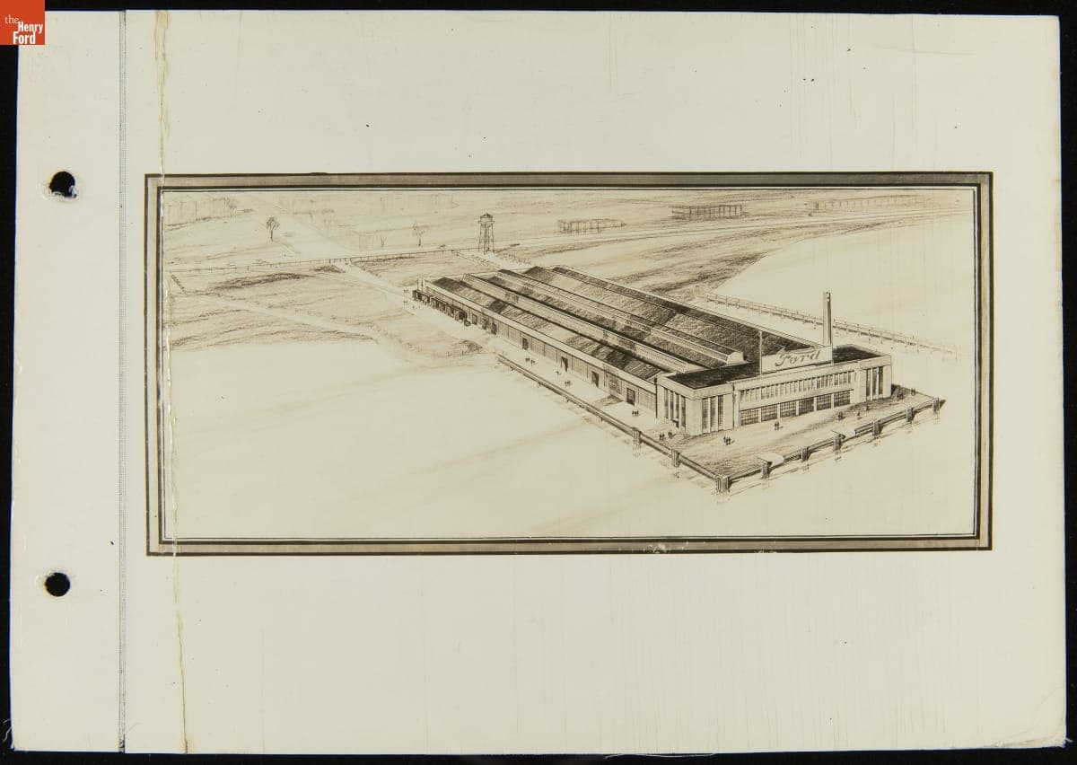 Rendering of Aerial View of Ford Motor Company Branch in Alexandria, Virginia, November 24, 1931