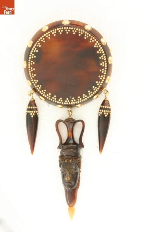 Tortoise Shell and Pique Brooch, circa 1865