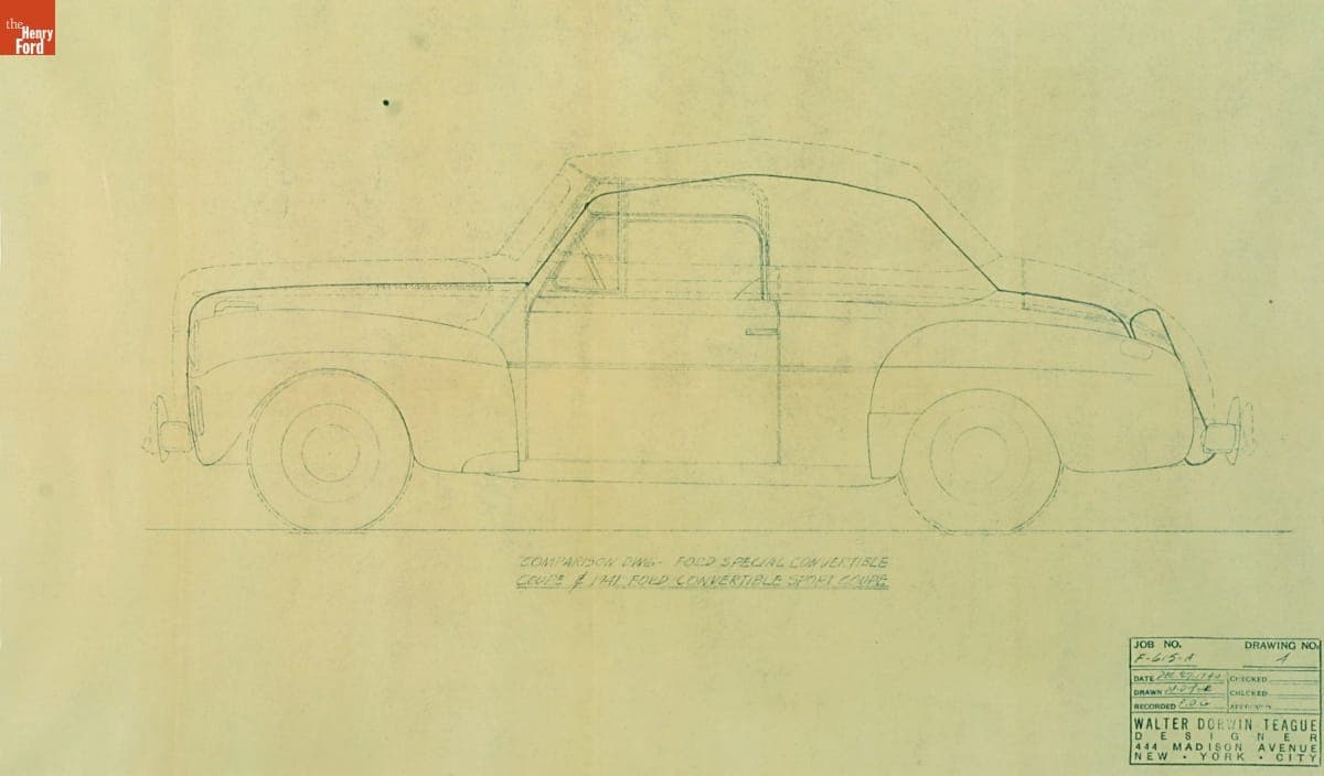 Comparison Drawing, Ford Special Convertible Coupe and 1941 Ford Convertible Sport Coupe, December 27, 1940