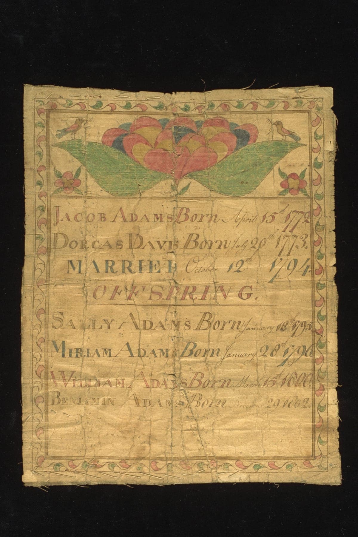 Family Record for Jacob Adams, 1794-1802