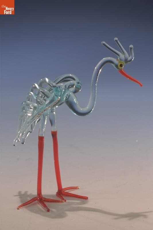 Miniature Glass Figure, Crane, 1955-1985