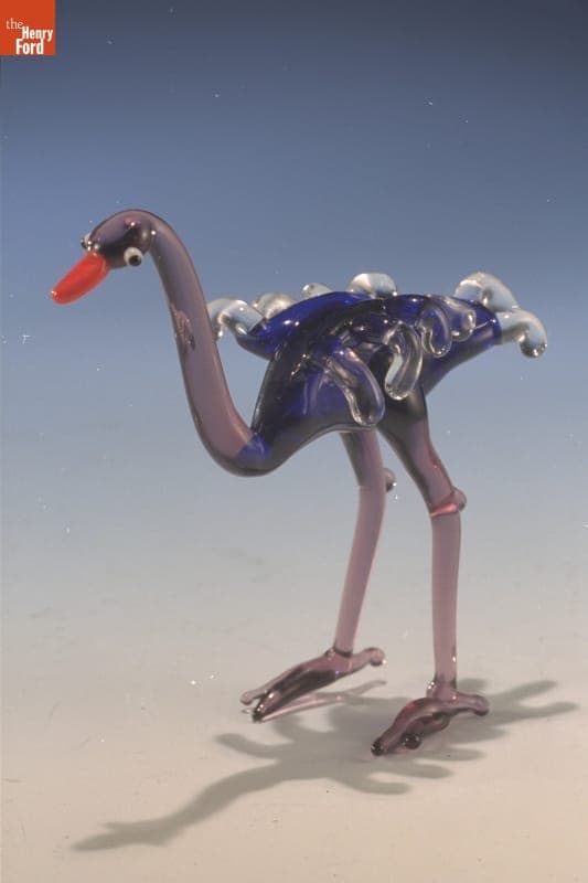 Miniature Glass Figure, Ostrich, 1955-1985