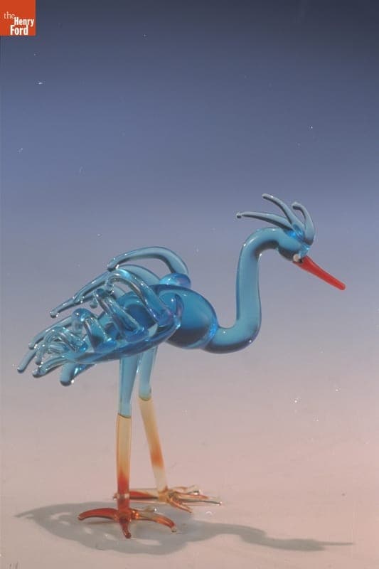 Miniature Glass Figure, Crane, 1955-1985