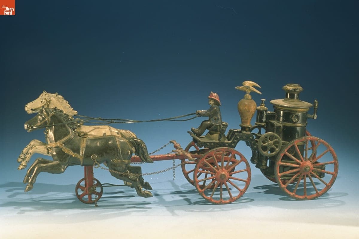 Toy Horse Drawn Fire Engine, 1890-1910
