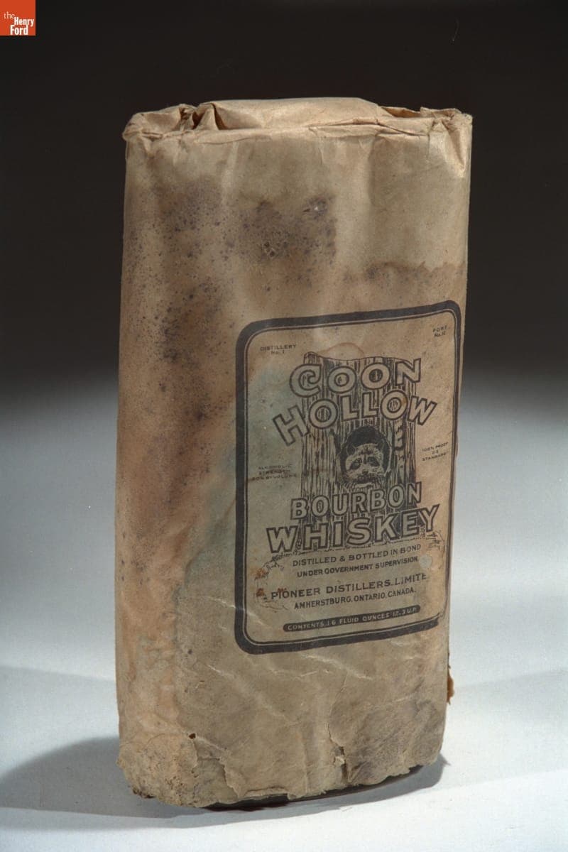 Bottle of Bootleg "Coon Hollow" Bourbon Whiskey, 1925-1932