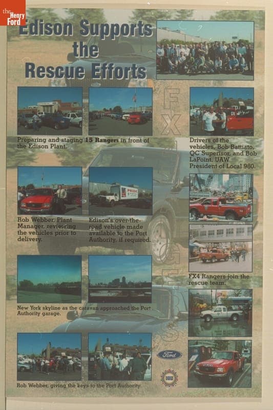 Poster, "Edison Supports the Rescue Efforts," Ford Motor Company, 2001