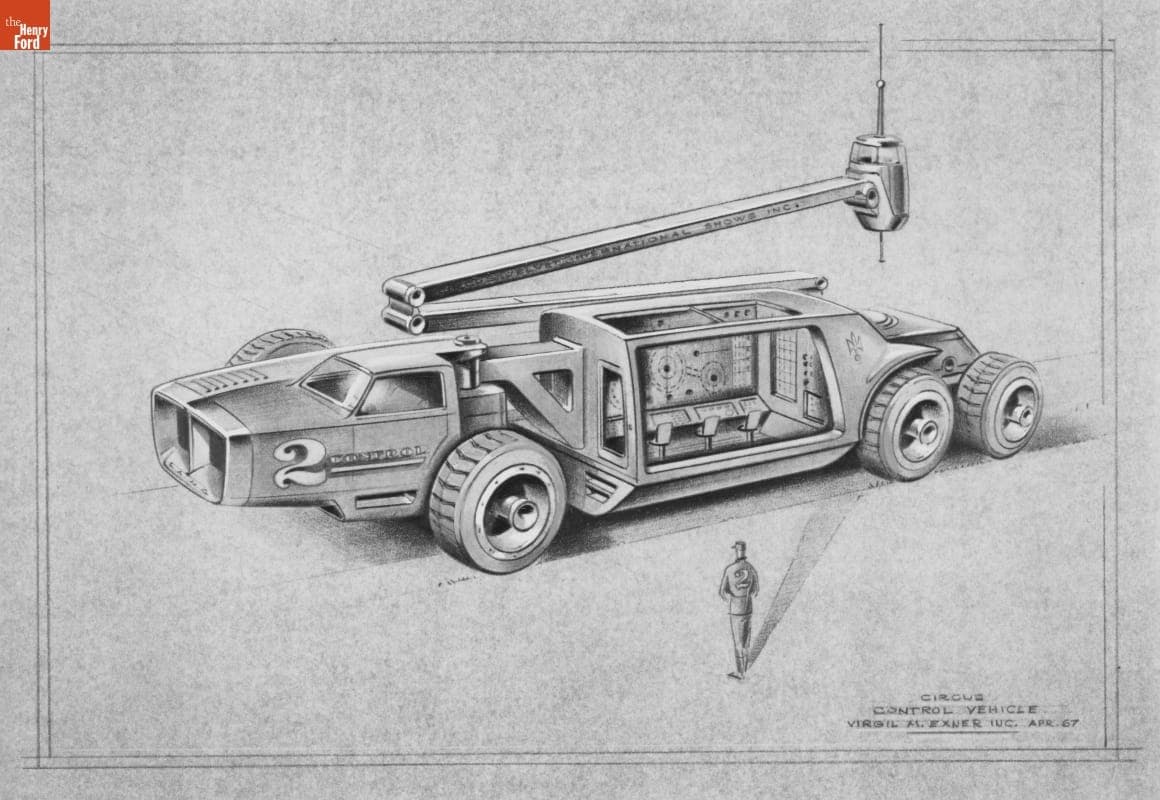 Photograph of a Design Drawing, Circus Velvet Concept Vehicle, 1967
