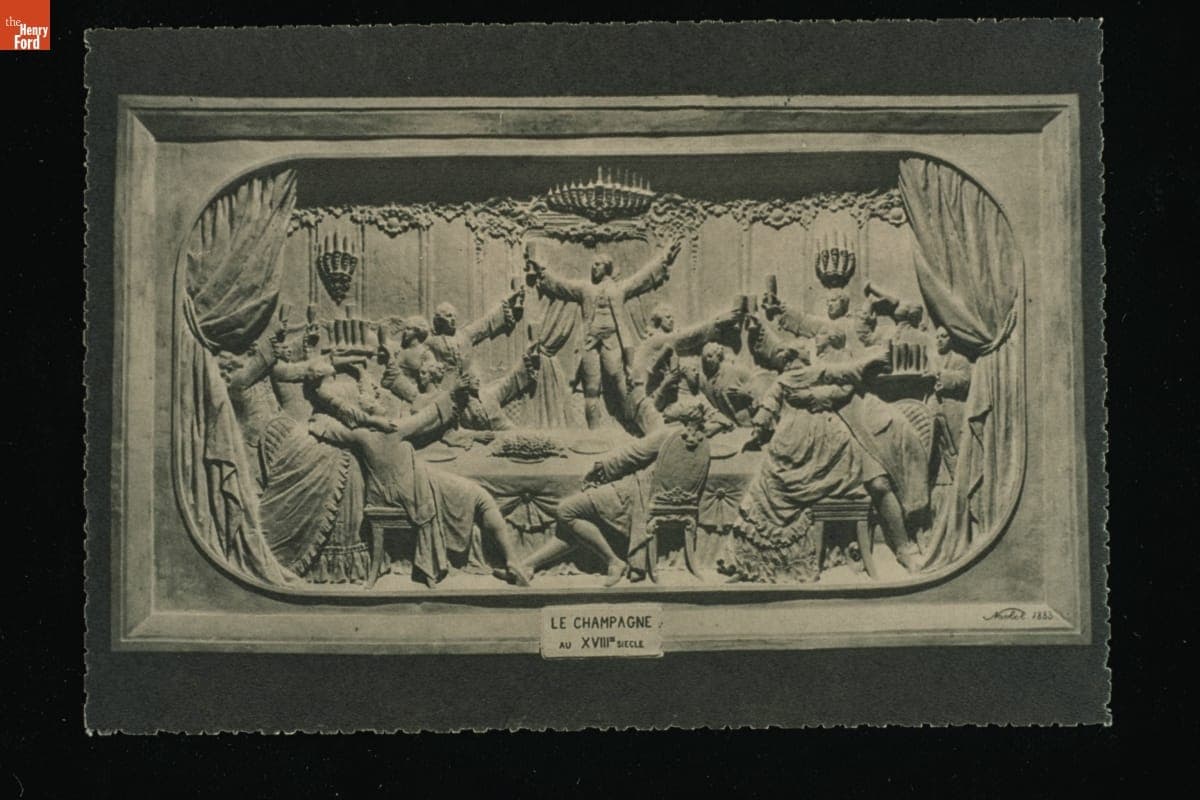 "Le Champagne au XIII Siecle" Bas-relief Carved in the Rock at Champagne Pommery & Greno near Rhiems, France, circa 1925