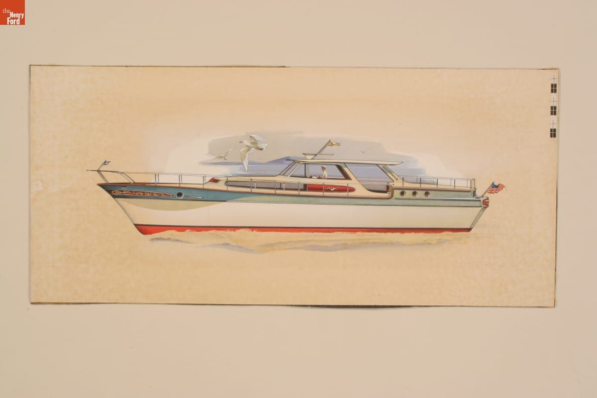 Motorboat, Painting by Virgil M. Exner, circa 1962