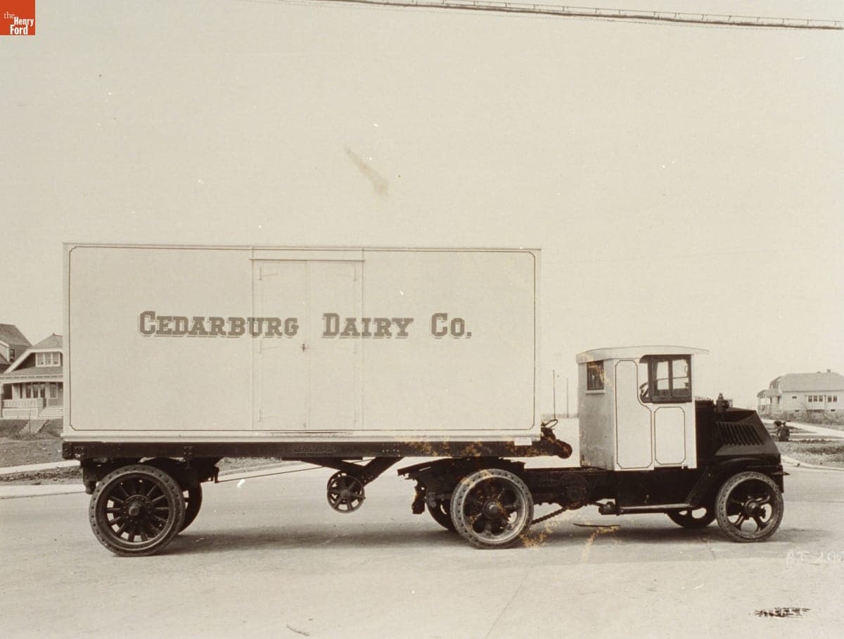 Mack Model AC Truck Tractor with Warner Semi-Trailer, "Cedarburg Dairy Co.," September 1925