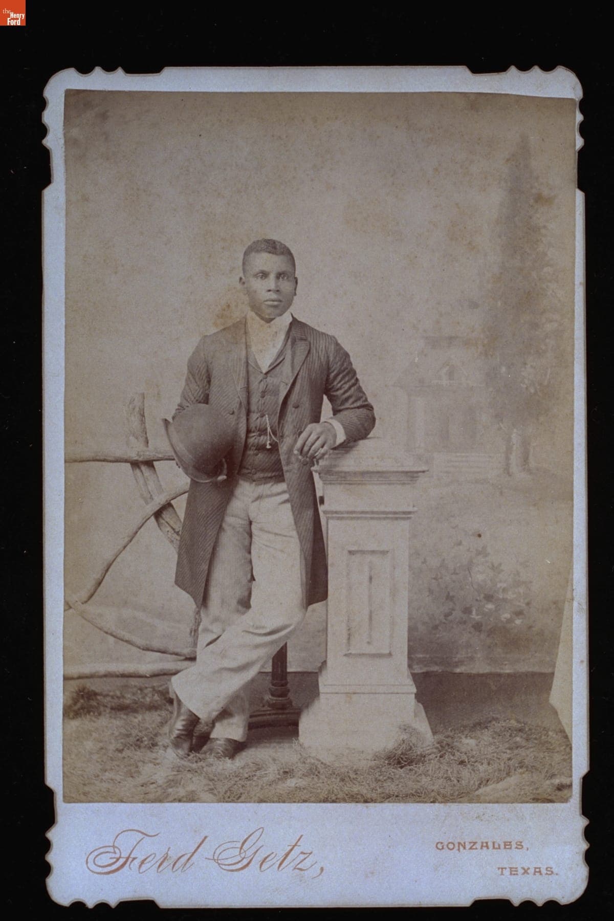 Man Holding a Bowler Hat, circa 1875