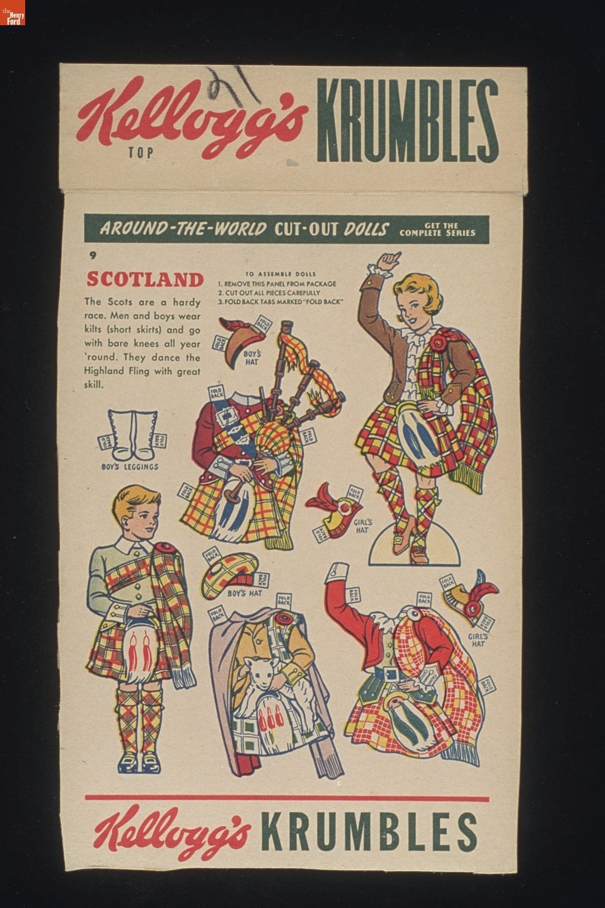 Kellogg's Krumbles Around-the-World Cut-Out Dolls, Scotland, 1946-1949