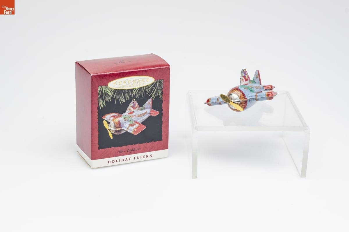Hallmark "Holiday Fliers: Tin Airplane" Christmas Ornament, 1993