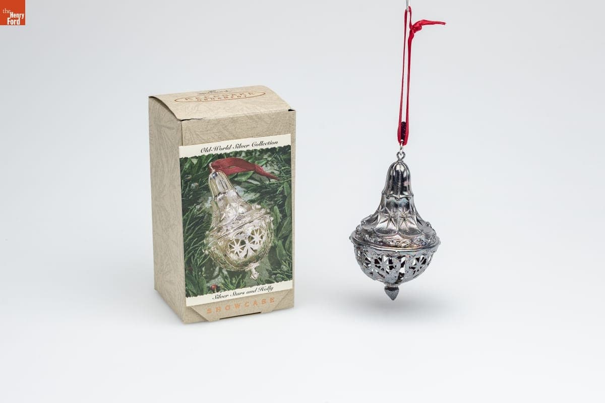 Hallmark "Old-World Silver Collection: Silver Stars and Holly" Christmas Ornament, 1993
