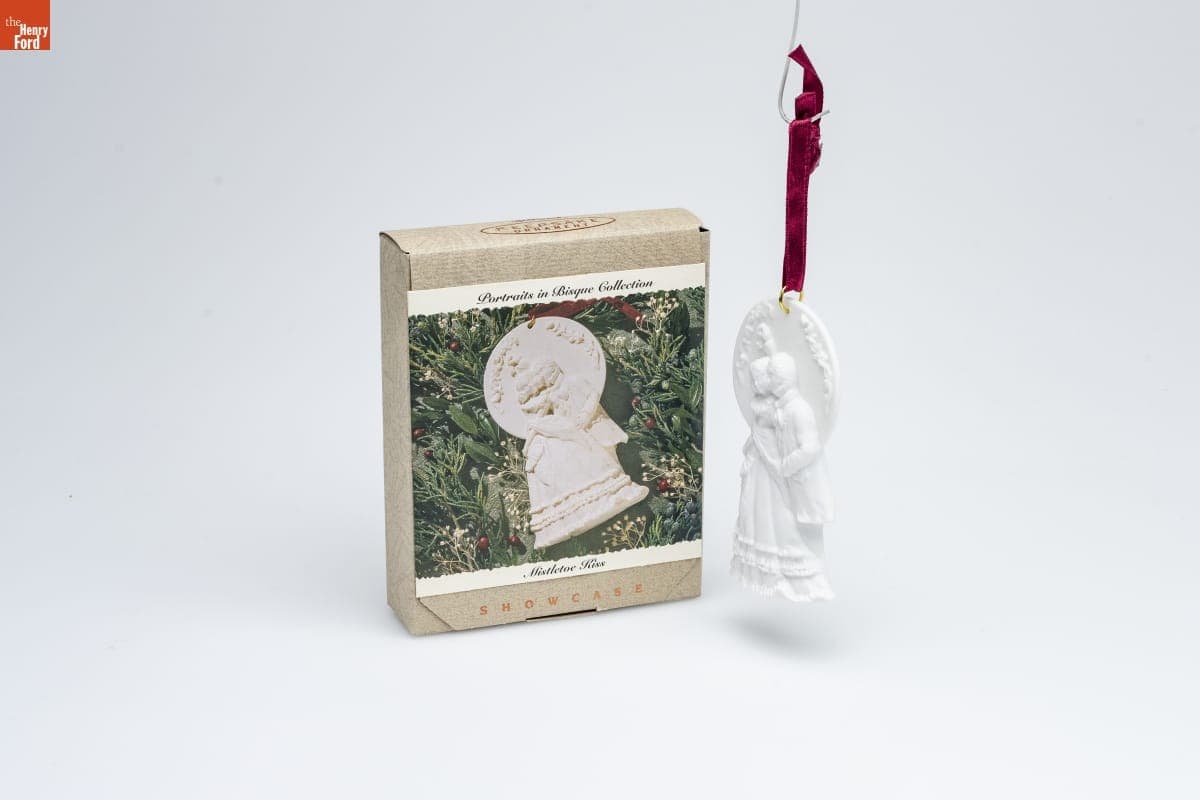 Hallmark "Portraits in Bisque Collection: Mistletoe Kiss" Christmas Ornament, 1993