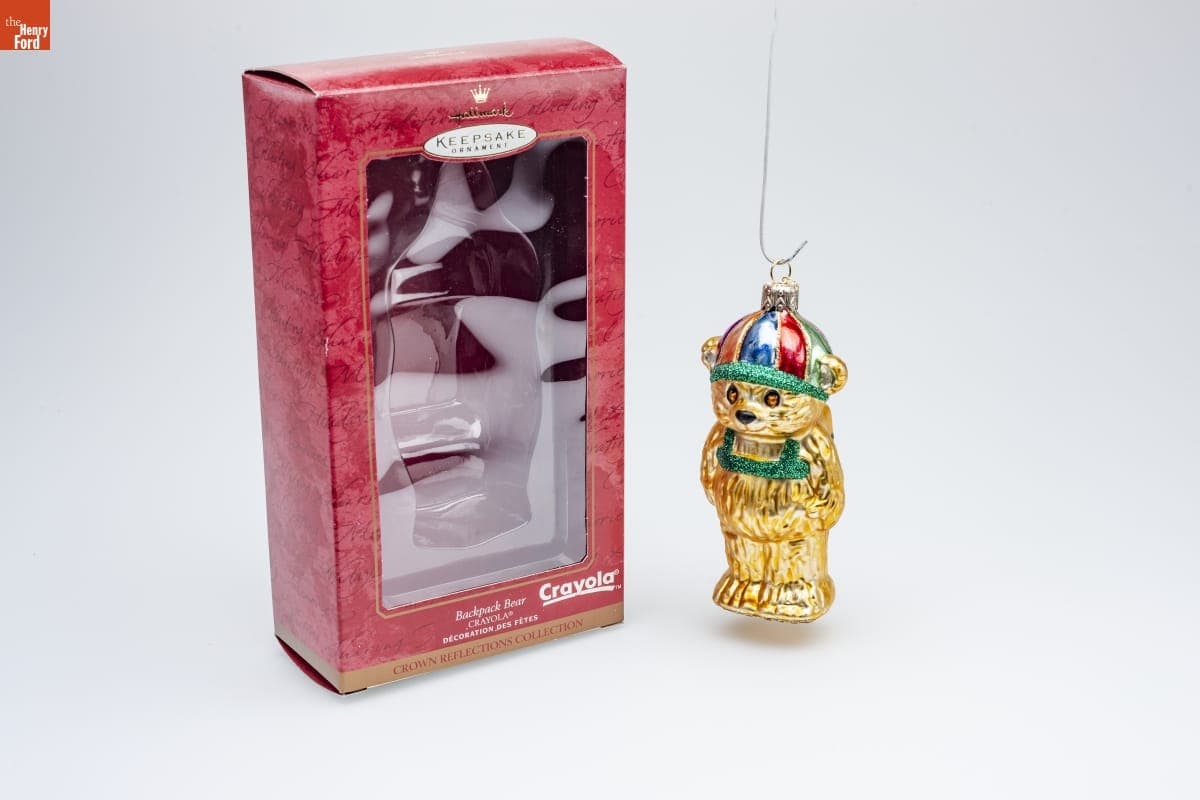 Hallmark "Crown Reflections Collection: CRAYOLA Backpack Bear" Christmas Ornament, 2000