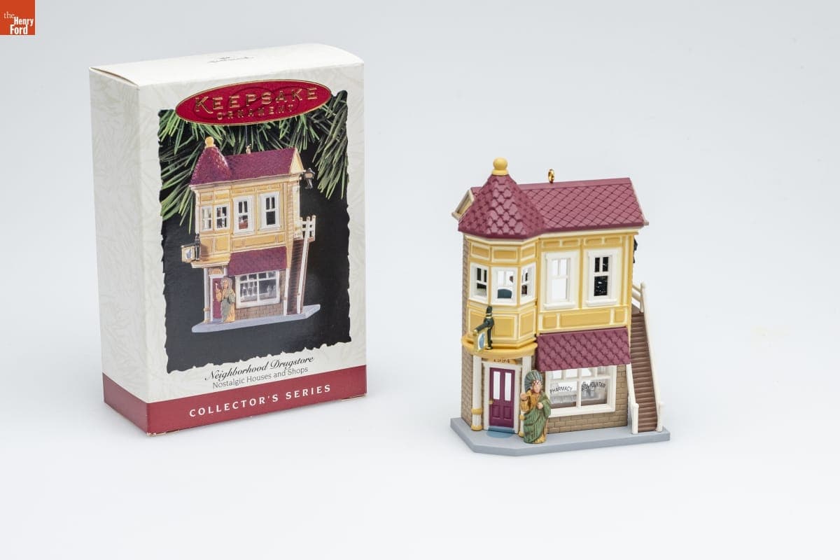 Hallmark "Nostalgic Houses and Shops Series: Neighborhood Drugstore" Christmas Ornament, 1994
