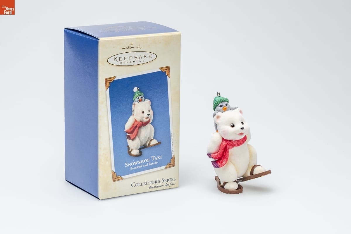 Hallmark "Snowball and Tuxedo Series: Snowshoe Taxi" Christmas Ornament, 2003