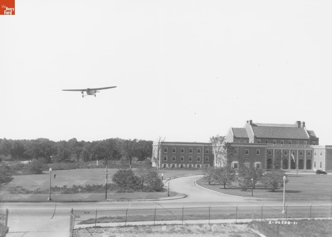 Airplane Flying over Dearborn Inn, Dearborn, Michigan, 1931