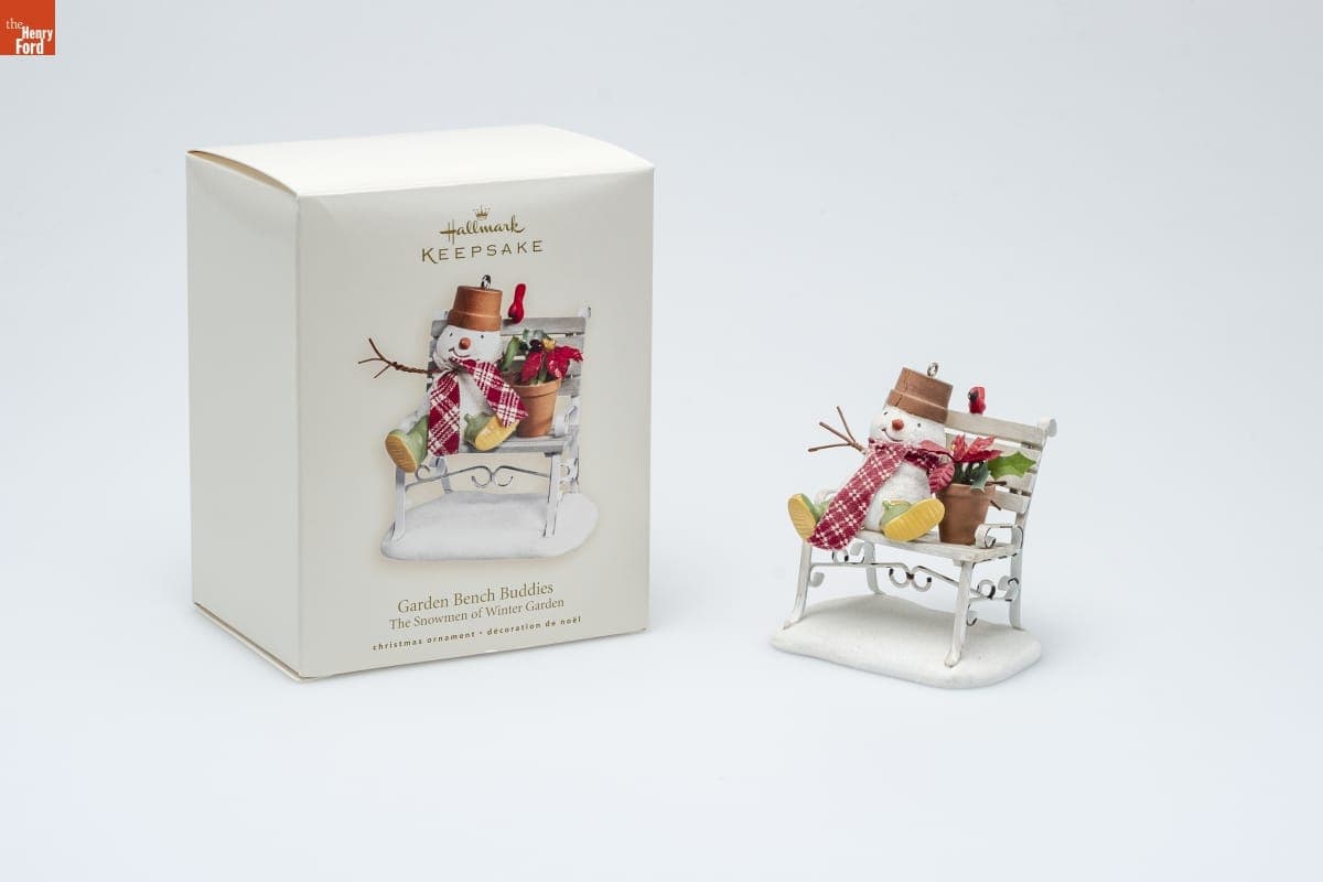 Hallmark "The Snowmen of Winter Garden Collection: Garden Bench Buddies" Christmas Ornament, 2007