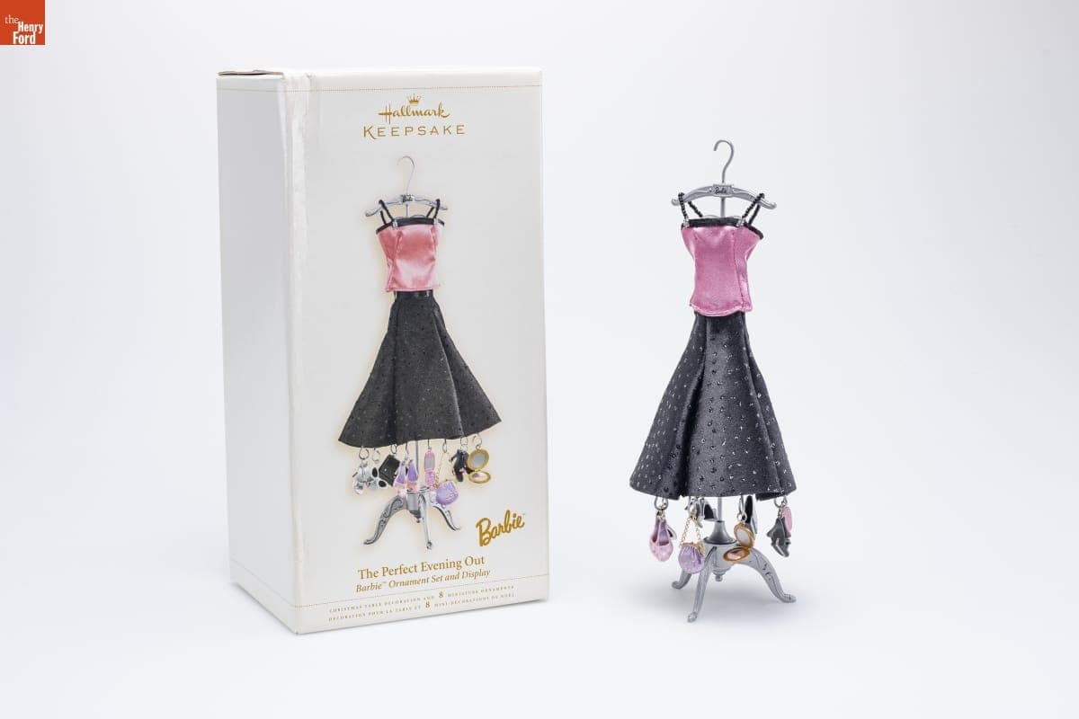 Hallmark "Barbie: The Perfect Evening Out" Miniature Christmas Ornaments and Display Stand, 2006