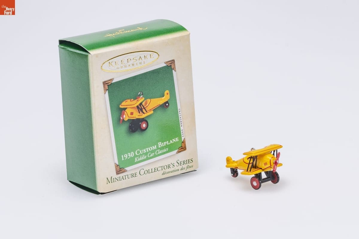 Hallmark "Miniature Kiddie Car Classics Series: 1930 Custom Biplane" Miniature Christmas Ornament, 2002