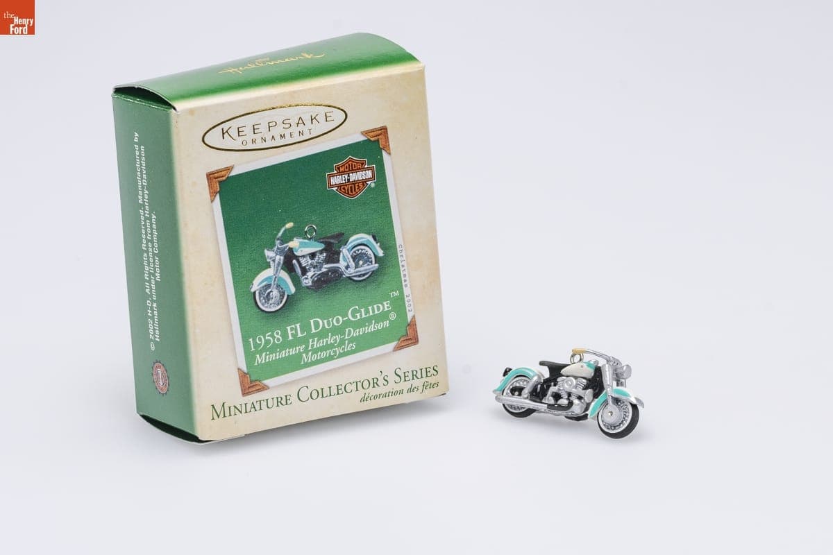 Hallmark "Miniature Harley-Davidson Motorcycles Series: 1958 FL Duo-Glide" Miniature Christmas Ornament, 2002