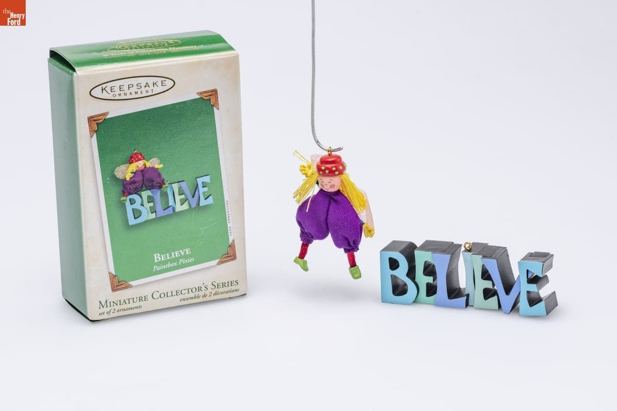 Hallmark "Paintbox Pixies Series: Believe" Miniature Christmas Ornaments, 2003