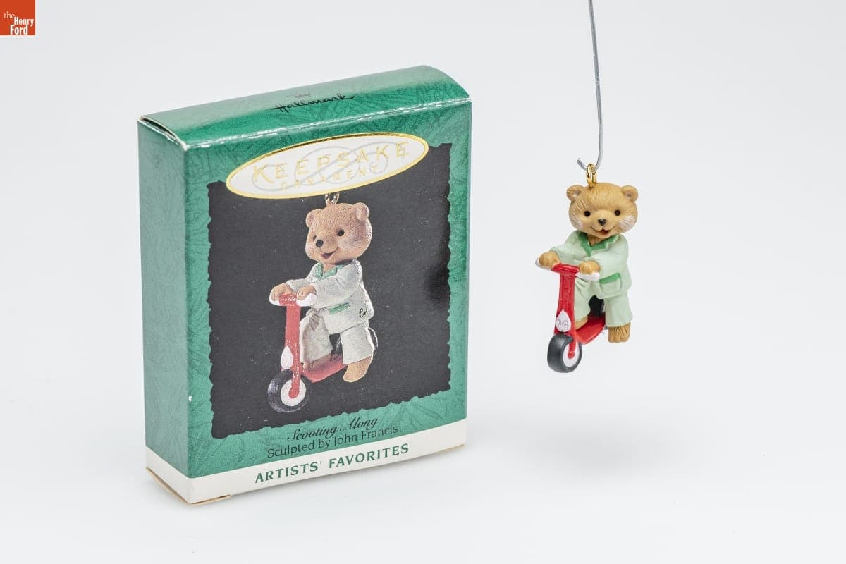 Hallmark "Artists' Favorites: Scooting Along" Miniature Christmas Ornament, 1994
