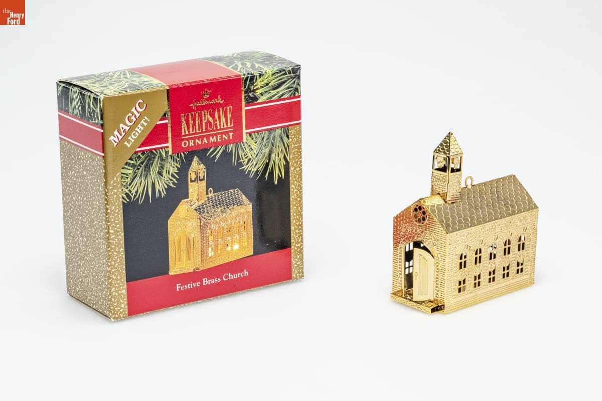 Hallmark "Festive Brass Church" Christmas Ornament, 1991