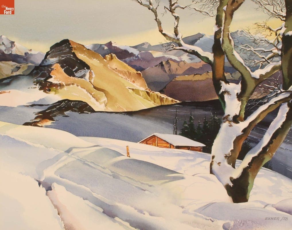 Snow in the Alps, Painted by Virgil M. Exner, 1958