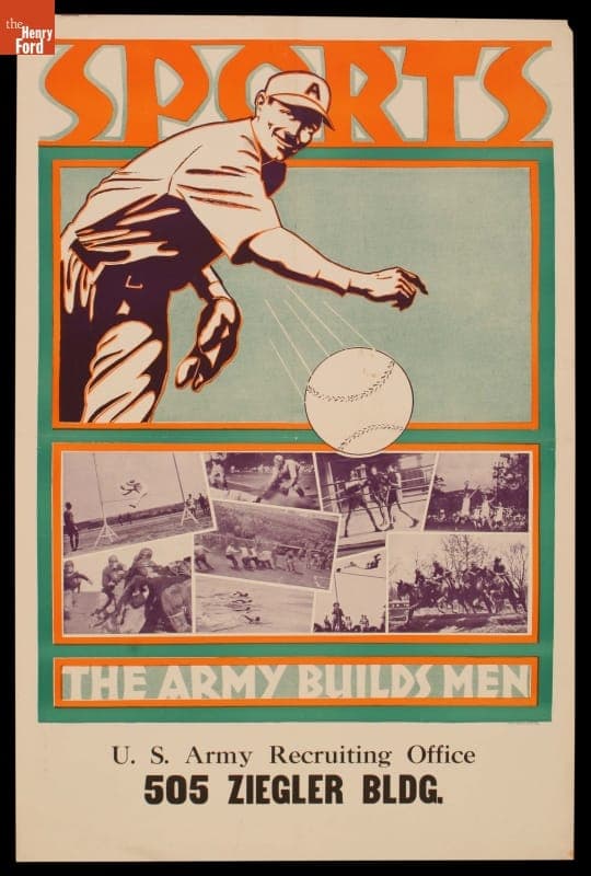 Recruiting Poster, "Sports, The Army Builds Men," 1937