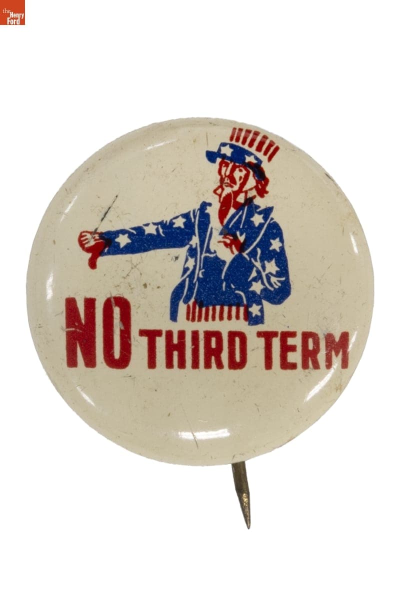 "No Third Term" Wendell Willkie Campaign Button, 1940