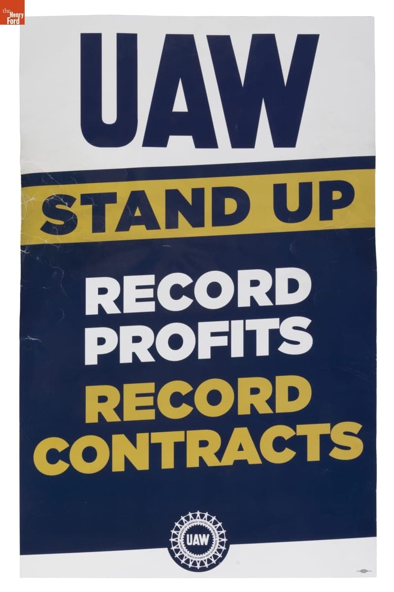 "UAW STAND UP RECORD PRODUCTS RECORD CONTRACTS" Sign, 2023
